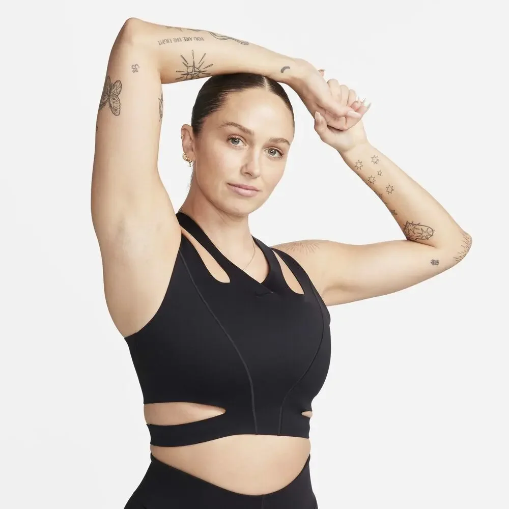 New Nike FutureMove Light-Support Non-Padded Strappy Sports Bra Black Sz L